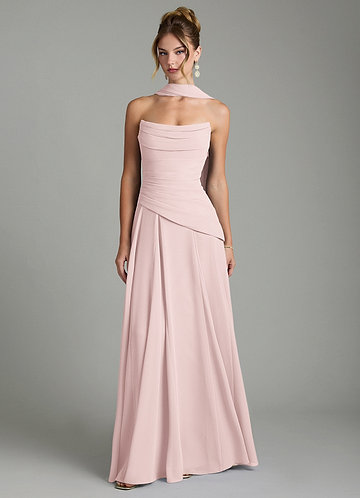 Gabriela Bridesmaid Dresses Blushing Pink A-Line Corset Chiffon Dress image1