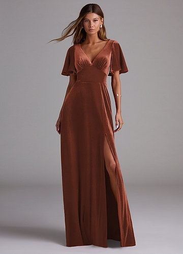 Terracotta Velvet Bridesmaid Dresses | Azazie
