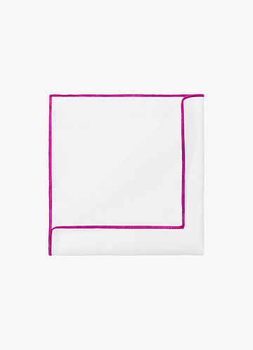 front White Matte Satin Pocket Square with Colored Edge