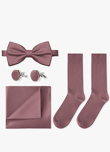 front Conjunto de pajarita, pañuelo de bolsillo, gemelos y calcetines a juego