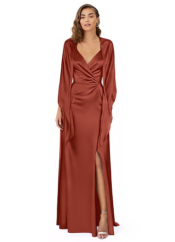 front Azazie Matching Color Ireland Stretch Satin Shawl 0