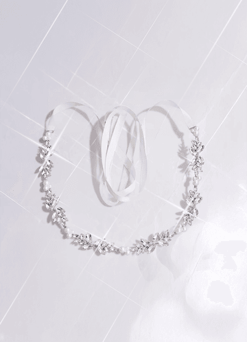 front Pearl and Crystal Leaf Sash