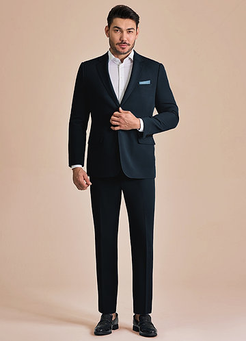 front James Navy Blue Structured Stretch Suit