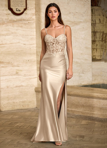 Florallay Champagne Prom Dress image1