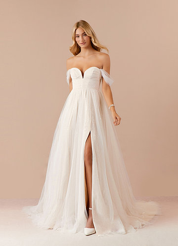 Classic Long Lace Wedding Dresses A-Line Off Shoulder Corset Back Bridal  Gown for Women