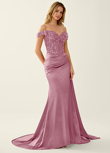 Nerine Dusty Pink Lace Corset Lace Up Back Mermaid Prom Dress image1