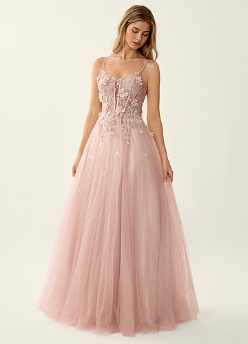 Briseis Vaaleanpunainen Pitsikorsetti, selästä nauhallinen, tylliä, tanssiaismekko image1