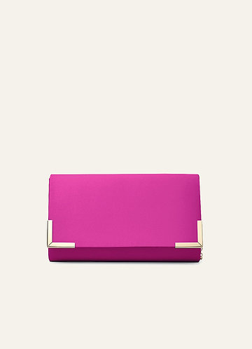 front Matching Color Matte Satin Envelope Clutch Bag