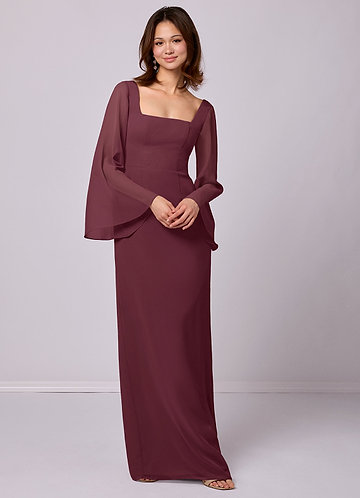 Barbie ♥ Azazie Bridesmaid Dresses Sheath Bow Chiffon Floor-Length Dress image1