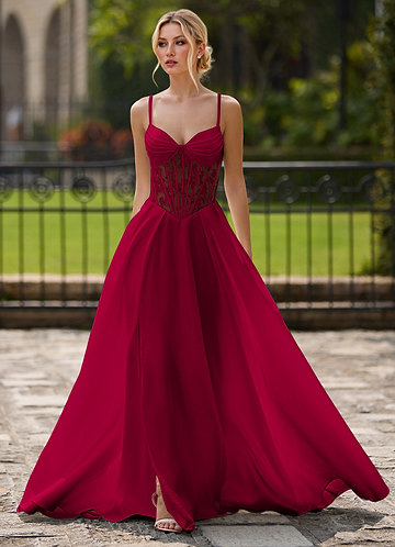 Nimbus Burgundy Cutout Corset Satin Prom Dress image1