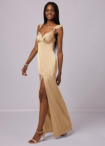 Barbie ♥ Azazie Bridesmaid Dresses Sheath Stretch Satin Floor-Length Dress image1