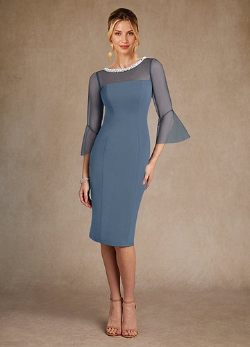 Azazie Bellevue Abiti da Mamma Sposa Abito Tubino in Crepe Elasticizzato Perline Crepuscolo image1