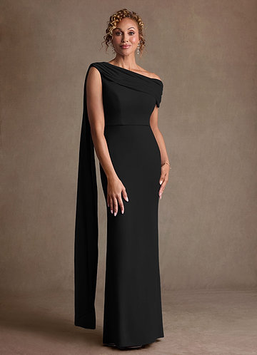 Azazie Bassi Morsiamen äidin mekot Mrenneito Olkapään ulkopuolella Mesh Lattian pituus Pukeutua image1