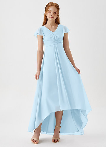 Azazie Breanne Junior Vestido de Azul Cielo de Gasa de Corte En A image1