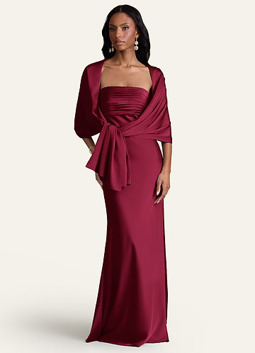 front Azazie Chal De Satén Elástico Aleena En Colores A Juego