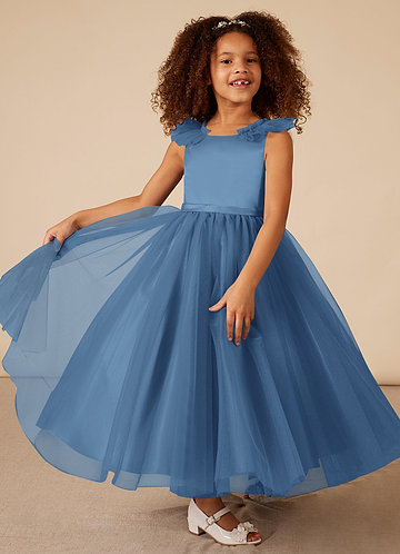 Steel blue outlet flower girl dress