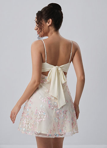 Laurence White Sequin Bow-Back A-Line Mini Dress image1