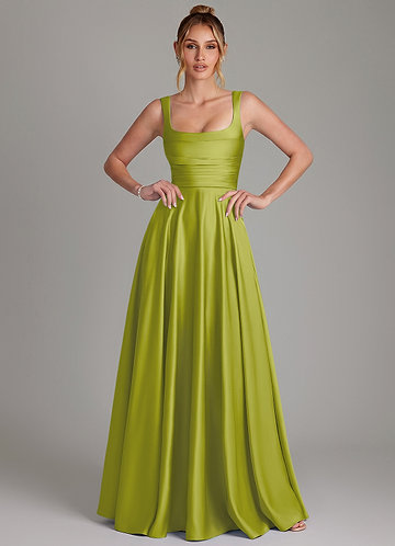 ready to ship bridesmaid dresses online Azazie bridesmaid Color:Midnight Sky feature_Pleated Summer Satin Strapless Dress Fully Lined bodice and