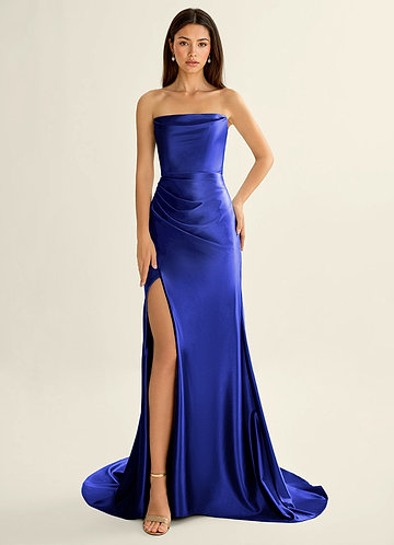 Philomena Netuno Vestido de baile sereia em cetim elástico com espartilho image1