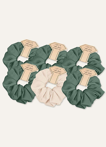 front Matching Color Six-Piece Mixed Color Bridesmaid Stretch Satin Regular Size Scrunchie Set