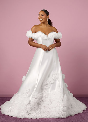 Barbie ♥ Azazie Wedding Dresses Ball-Gown Off the Shoulder Mikado Chapel Train Dress image1