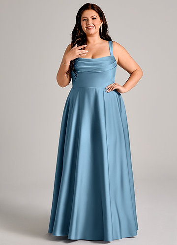 steel blue bridesmaid dresses plus size Light Blue Plus Size Bridesmaid Dresses Sleeveless V neck Light Blue / 20