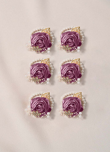 front 6PC Matching Color Bridesmaids Wrist Corsage with Pearl Bracelet