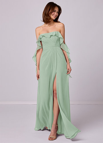 Barbie ♥ Azazie Bridesmaid Dresses Agave A-Line Off the Shoulder Chiffon Convertible Dress image1