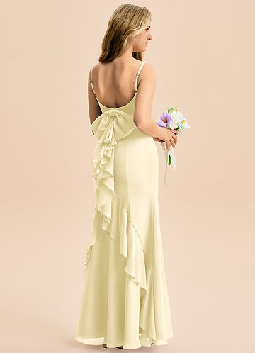 Azazie Lioren Junior Lemon Sorbet Mermaid Bow Chiffon Dress image1