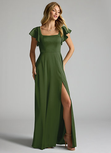 Azazie Bondi Bridesmaid Dresses Juniper A-Line Bow Stretch Satin Dress image1 0