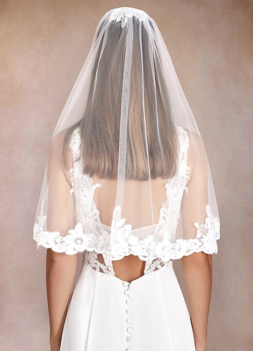 front Persila Lace Elbow Length Veil