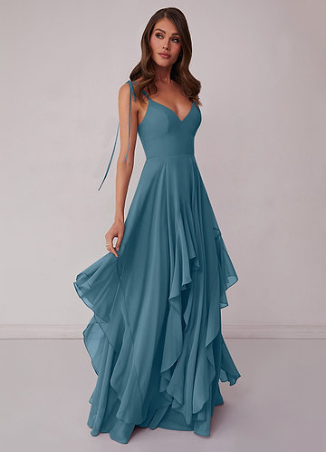 Barbie ♥ Azazie Bridesmaid Dresses V-neck Chiffon Tiered A-line Dress image1 0