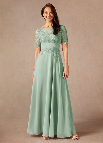 Azazie Raissa Mother of the Brides Dresses Agave A-Line Lace Chiffon Dress image1