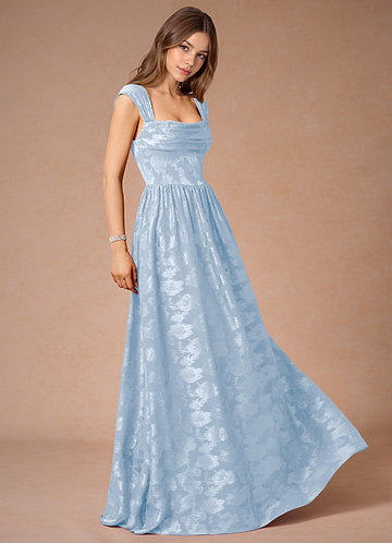 Hazel Powder Blue Pleated Maxi Prom Dress image1