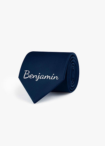 front Personalized Stretch Satin Embroidered Wide Tie
