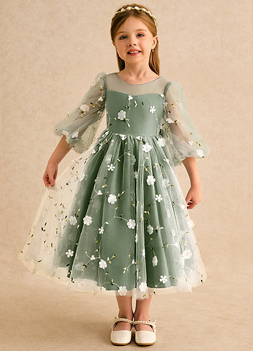 Elowen Flower Girl Dresses Olive A-Line Sweetheart Neckline Lace Dress image1