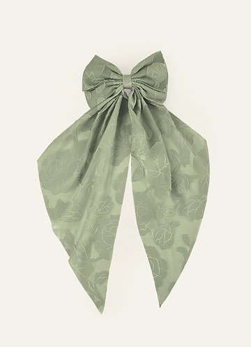 front Matching Color Floral Burnout Bow Hair Clip