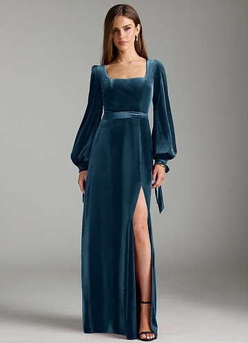 Dressy Blue Topaz Bridesmaid Dresses Rossa Topaz Long Dress  Maison  Safiyaa USA