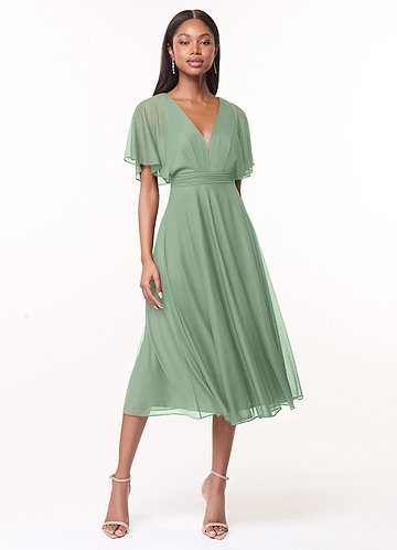 Tea green color clearance dress