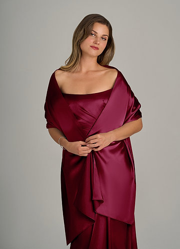 front Azazie Matching Color Metallic Satin Shawl