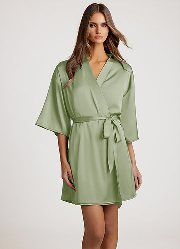 front Dusty Sage Classic Satin Robe