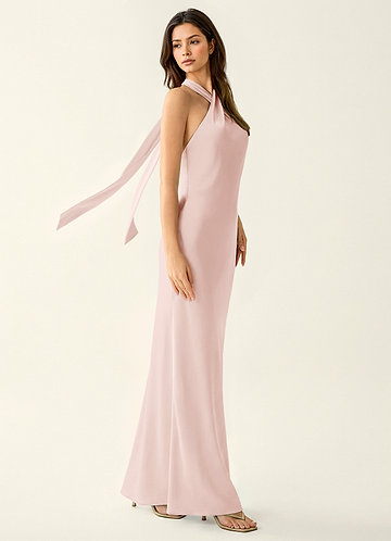 Manllanda Poederroze Galajurk van satijn met strikjes image1