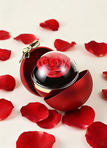 front Rose Ball-Shaped Jewelry Box