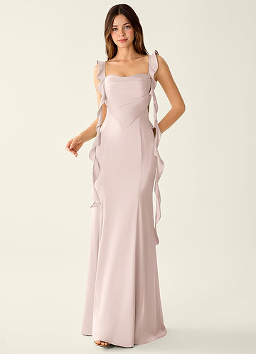 Alessia Belle Poederroze Satijnen galajurk met vetersluiting op de rug image1