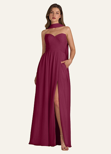 front Azazie Matching Color Chiffon Scarf