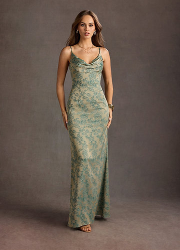 Leah Platinum Teal Gown image1