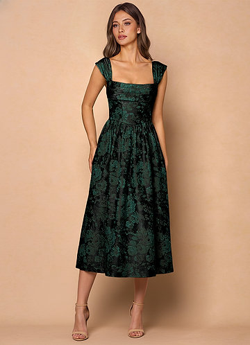 Runa Emerald Black Midi Dress image1