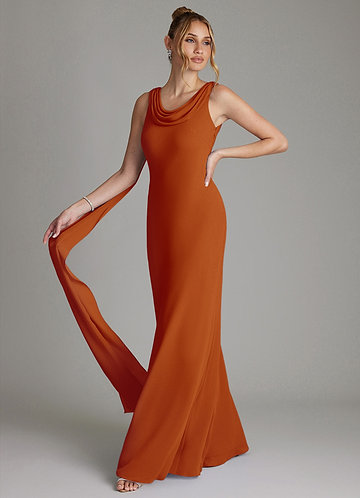 Azazie Dixie Paprika Chiffon Bridesmaid Dresses | Azazie