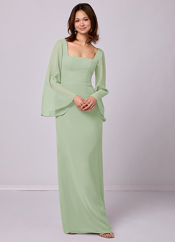 Barbie ♥ Azazie Bridesmaid Dresses Sheath Bow Chiffon Floor-Length Dress image1