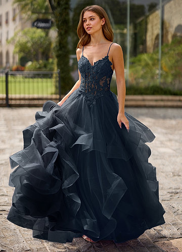 Spitze Navy Sheer Lace Prom Dress image1